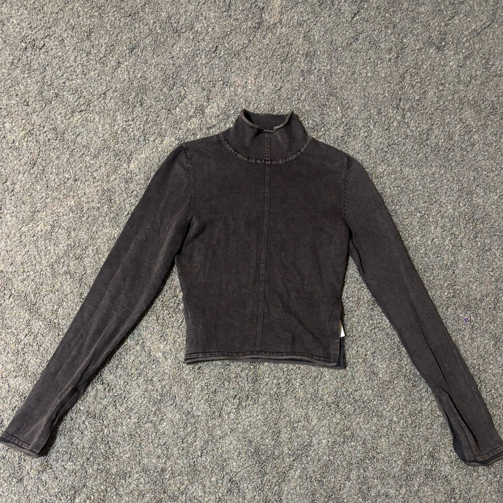 Zara Charcoal Mockneck Crop Top